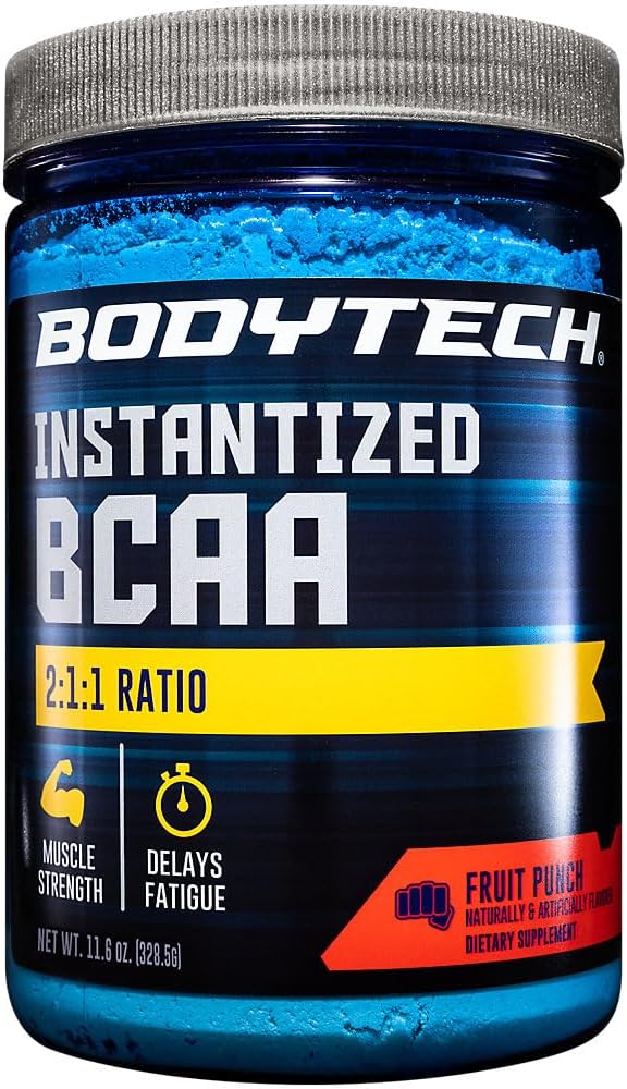 BODYTECH BCAA (Acide amino à chaîne branlée) Punch fruit - Rapport optimal 2:1:1 - Soutient la récupération musculaire et l'endurance (11,5 Ounce en poudre)