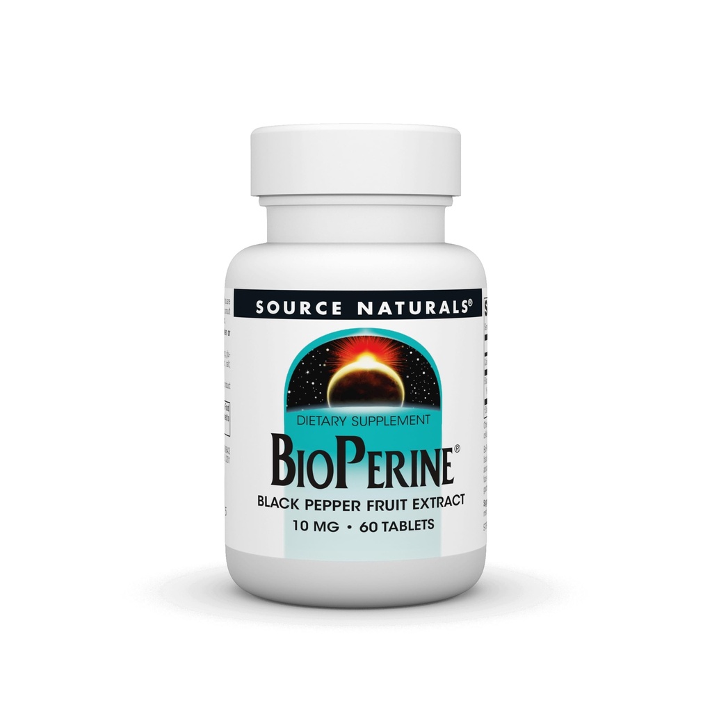 Source Naturals BioPerine, Black Pepper Fruit Extract - Promotes Nutrient Absorption - 60 Tablets
