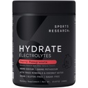 Sports Research® en poudre d'électrolytes hydratants - Sans sucre et naturellement aromatisé avec des vitamines, des minéraux et de l'eau de coco - soutient l'hydratation - grenade à cerise - 90 portions