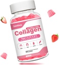 Gommies de collagène pour femmes hommes, hydrolysées Peptide de collagène de type I,II,III,V,X avec biotine, vitamine C A B D E pour les ongles de cheveux de peau J0ints, Immunity Energy Digestion, sans sucre, 60 Compte