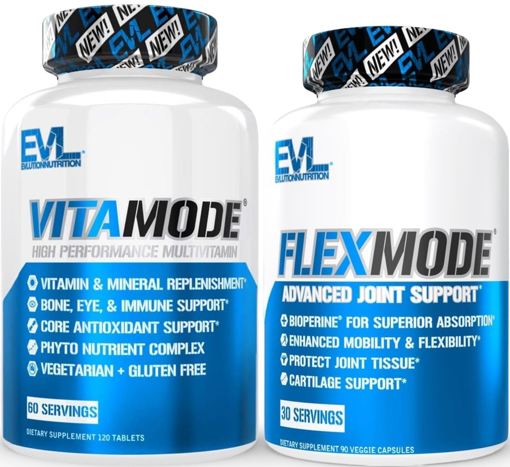 FLEXMODE Joint Supplement with Glucosamine Chondroitin MSM (30 Servings) Plus Advanced Daily Multivitamin for Men with Essential Vitamins Minerals & Phytonutrient Complex (60 Servings)