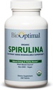 Comprimés BioOptimal Organic Spiruline - Organique, Non-OGM, Pas d'additifs ou de charges - Supplément alimentaire de qualité supérieure 500mg avec vitamines, minéraux et antioxydants (240 comprimés)
