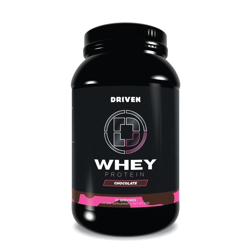 Driven WHEY- Grass Fed Whey Protein Powder: Delicious, Clean Protein Shake- Improve Muscle Recovery with 23 Grams of Protein with Added BCAA and Digestive Enzymes (2 lb, Chocolate Milkshake)