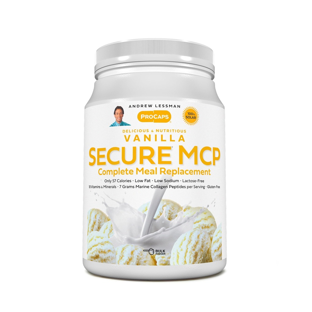 ANDREW LESSMAN Secure MCP Complete Meal Replacement - Vanilla 60 Servings - Only 57 Calories, Low-Fat, 7 Grams Marine Collagen Peptides, Promotes Radiant Smooth Soft Skin, Comfortable Joints
