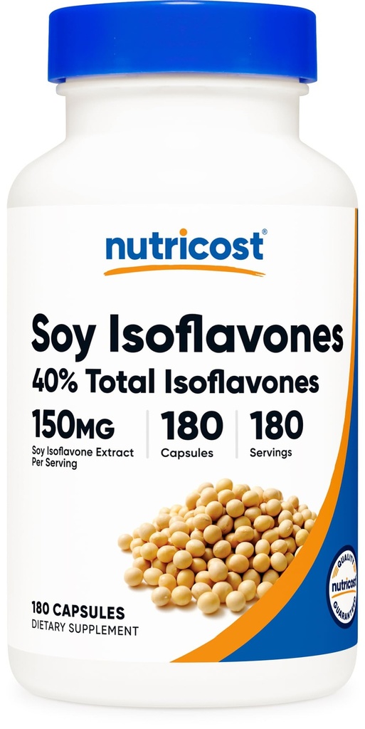 Nutricost Soy Isoflavones 150mg, 180 Veggie Capsules, Gluten-Free, GMO-Free