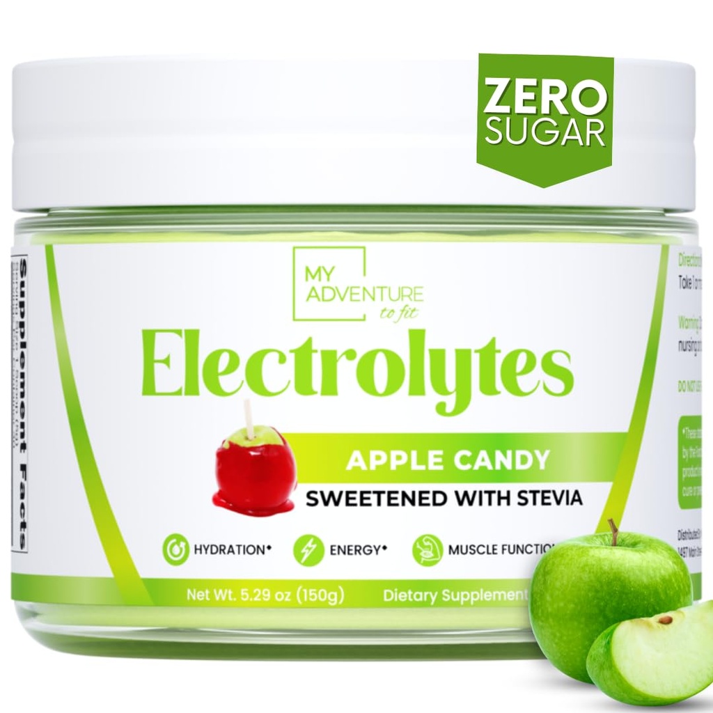Sucre Zéro - Poudre d'électrolytes de pommes - Hydratation rafraîchissante - Énergie sans caféine avec tous les ingrédients naturels - Vegan, Keto et Paleo - Mélange d'électrolytes sans sucre - avec 30 portions