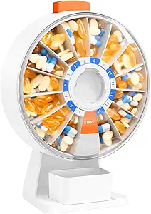 Daviky Pill Dispenser Daily, Grand Organisateur de pilules avec utilisation murale ou permanente, 14 jours Pill Box, Push Button Design, Organisateur hebdomadaire de pilules pour la vitamine, la médecine. Supplément, Huile de poisson