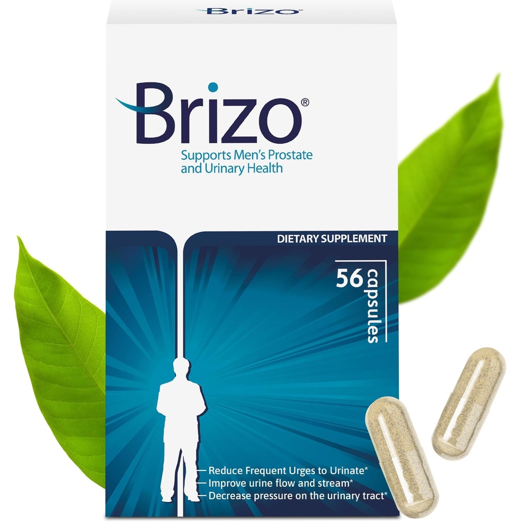 Brizo Prostate Health Supplements for Men - Capsules à base de plantes pour la santé urinaire masculine - Réduire les mictions fréquentes - 1 mois d'approvisionnement