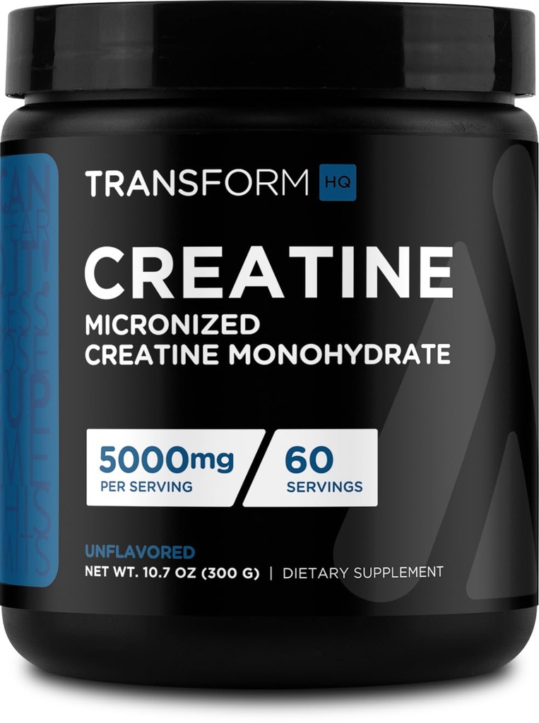 Transformer la poudre monohydratée de créatine HQ (60 portions) non aromatisée - 5000mg par portion