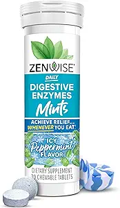 Zenwise Santé Enzymes digestifs Menthes respiratoires pour la santé des Guts, ICY Peppermint Flavor - Enzymes digestifs pour le soulagement des ballonnements et le soutien des Guts - Multi Enzymes Supplément de digestion - 30 comprimés à croquer