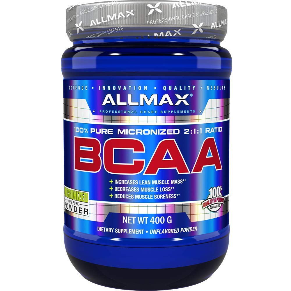 ALLMAX Essentials BCAA, non aromatisé - 400 g Instantané 2:1:1 Poudre - Aide à augmenter la masse musculaire et réduire la douleur - Sans gluten et sans soja - 80 portions