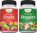 aSquared Nutrition Fruits and Veggies Supplement - 90 Gélules de légumes et 90 Gélules de fruits - Superfood Légume Verts Vitamines Pills - Super Food Alternative de la nature à la poudre et aux gommes