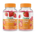 Collagène et vitamine C à vie + zinc 50mg, Gummies Bundle - Grande dégustation, supplément de vitamine, sans gluten, sans OGM, gummy à croquer