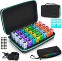 Organisateur mensuel de pilules 2 fois par jour, Organisateur de boîtes à pilules de mois avec 32 compartiments quotidiens, 30 jours Titulaire de pilules avec cas de voyage dur Pill Case Vitamines Case+Portable 7-Day Travel Medicine Organizer Bag