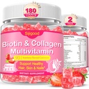 180 Count | Collagen Peptides Gummies for Women Men, Collagen Gummies with Multi Hydrolyzed Protein Type I,II,III,V,X, Biotin, Vitamin C B12 D A E for Skin Hair Nails, Bone, Sugar Free