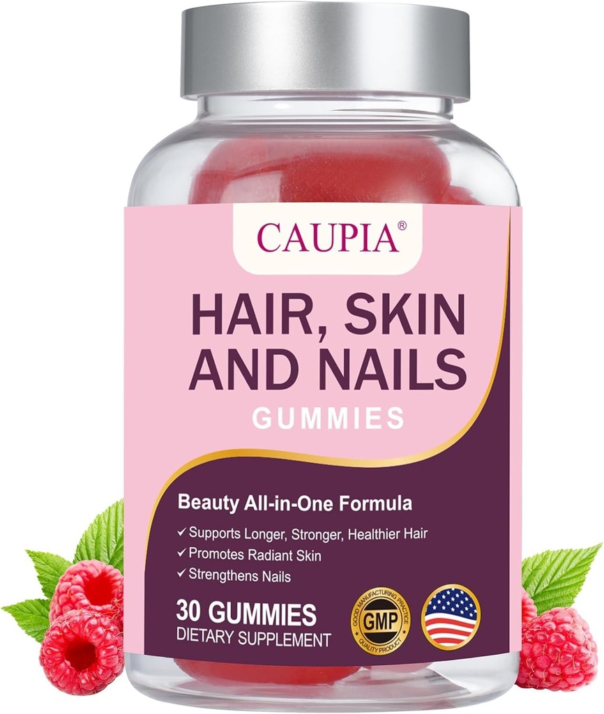 Hair Skin and Nails Gummies, Three-in-One Gummies - Supports Hair Growth, Skin Health & Nail Strength for Women & Men