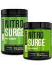 Supplément de pré-entraînement Jacked Factory NITROSURGE - Booster d'énergie, gains de force instantanés, accent clair et pompes intenses - NO Booster et puissant pré-entraînement Poudre d'énergie - 90 portions, framboise bleue