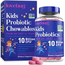 LOVEBUG Probiotiques pour les enfants – Probiotiques à croquer avec fibre prébiotique pour l'âge de 4 ans et plus, Supplément pour la santé quotidienne des enfants et le soutien digestif, Berry Flavor sans sucre, 30 comtes