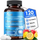 ASSR Triple Magnésium Complex – Supplément de magnésium de 300mg avec Glycinate, Malate et Citrate – Soutient la relaxation, la fonction musculaire et nerveuse – Haute absorption, végétalien, non-OGM, 120 capsules