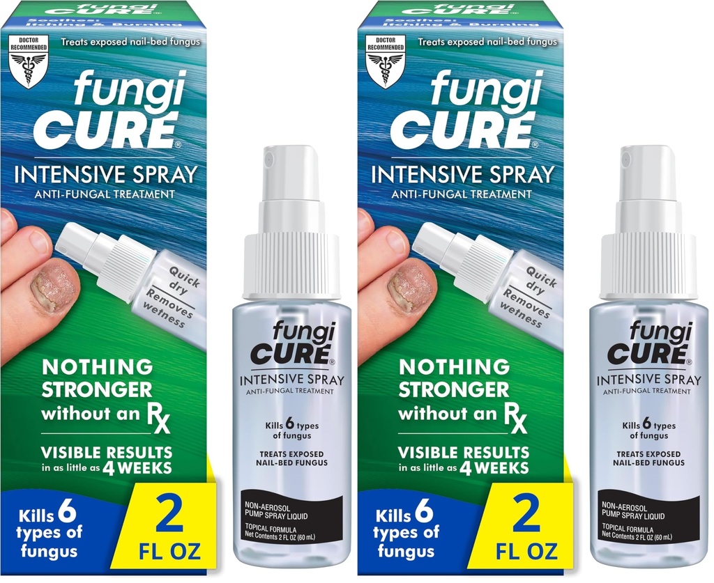 FUNGICURE Intensive Spray, Antifungal Treatment, Kills 6 Types of Fungus, Soothes Itching & Burning, 2 Fl Oz (Pack of 2)