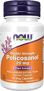 MAINTENANT compléments alimentaires, Policosanol 20 mg, double résistance, mélange d'alcools gras à longue chaîne (ALPC) dérivés de la canne à sucre, 90 gélules