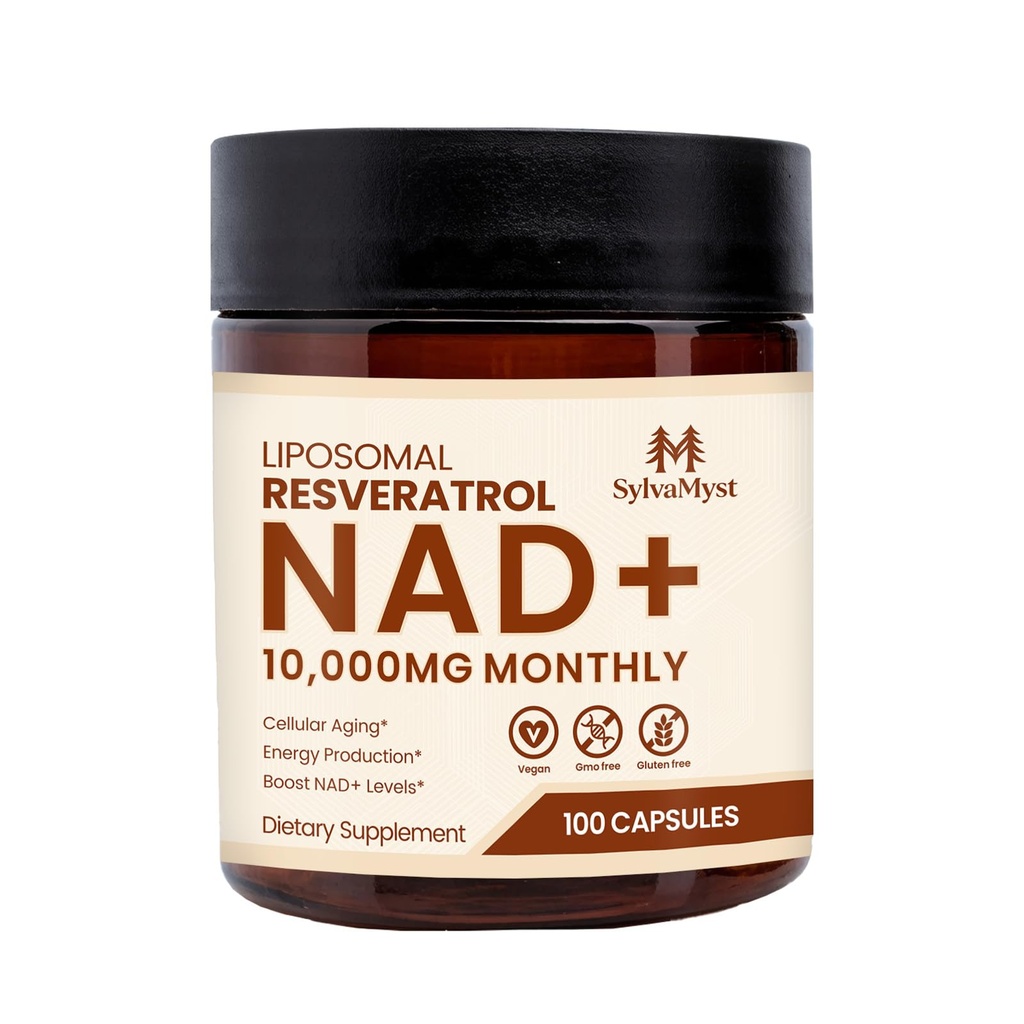 900mg Liposomal NAD+ Softgels with Resveratrol, Daily Energy & Cellular Wellness Support, Non-GMO for Men & Women, 180 Count