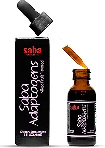 Saba Adaptogens - Super Concentré - Eleuthero, Ginger, Rhodiola, Ginseng, Champignon, Ginko, Acai - Soutient la réponse immunitaire, l'humeur, la performance mentale et la fatigue -30 portions