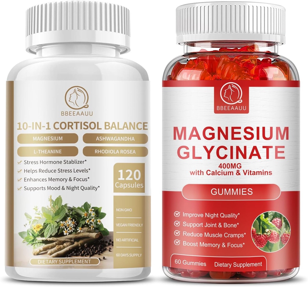 Capsules de supplément de cortisol et gommes de supplément de magnésium