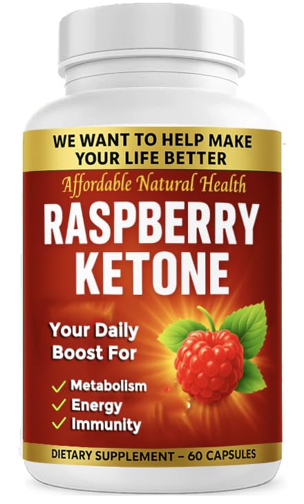 Raspberry Ketone Capsules, All-Natural Formula, May Support Active Healthy Lifestyle, 1000 mg Supplement, 60 Capsules Per Bottle, 2 Month Supply, Vegan, Non-GMO, Gluten Free