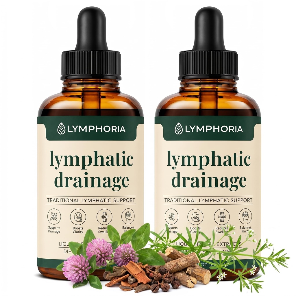Lymphatic Drainage Drops for Bloat Relief & De-Puff – Cleavers, Red Clover, Stillingia Root & Prickly Ash Bark – Lymph Node Detox Cleanse, Fluid Retention, Alcohol-Free, 2 Fl Oz (Pack of 2)