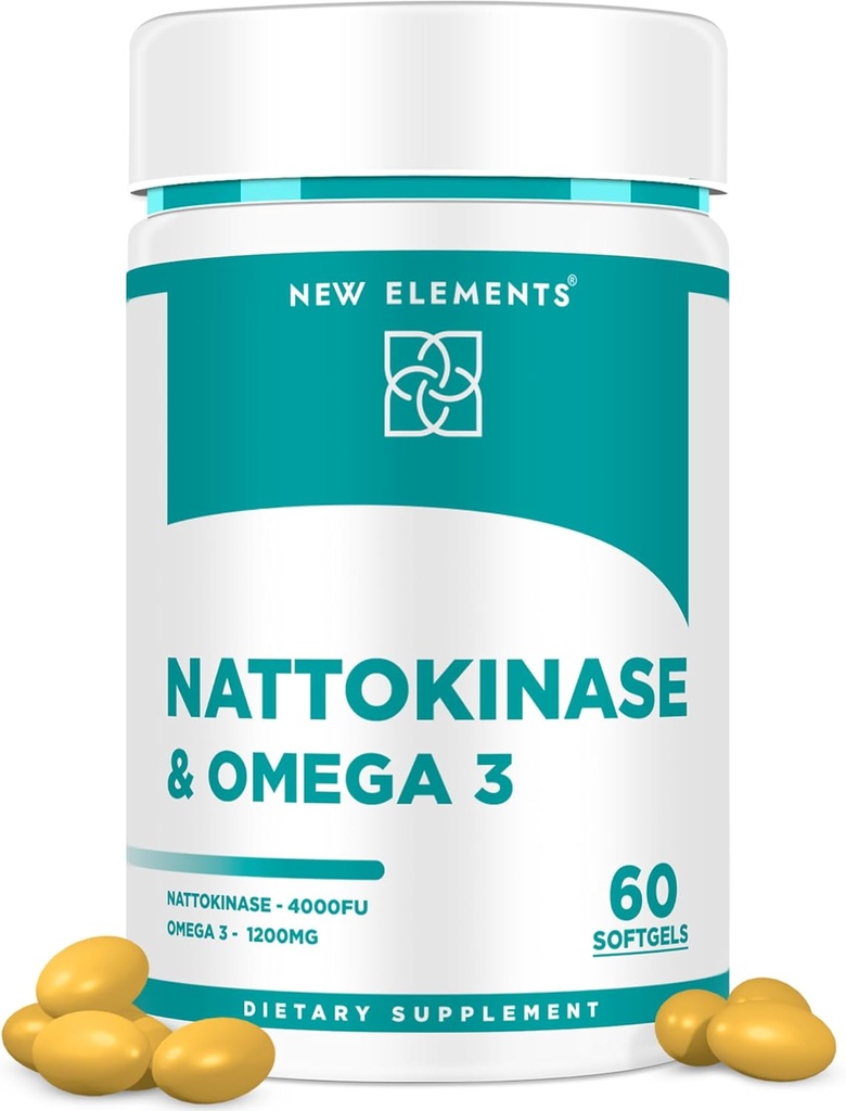 Omega 3 Huile de poisson 1200mg avec supplément de nattokinase 4000 FU Organic EPA EPA EPA EPA EPA EPA EPA EPA EPA EPA EPA EPA EPA EPA EPA EPA EPA EPA est dérivé de Natto japonais Soutien cardio-vasculaire et circulatoire 60 Softgels