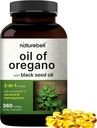 NatureBell Oregano Oil with Black Seed Oil, 360 Softgels | 360-day Supply Essential Oils for Immune Health | Retains High Concentrated Carvacrol & Thymoquinone – Non-GMO