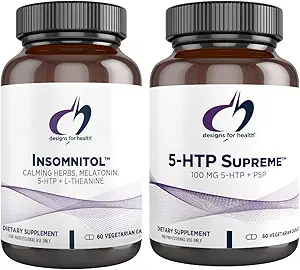 Conceptions pour la santé 5-HTP + Insomnitol Duo - Supplément d'humeur, y compris Valérian, Melatonine et L-Theanine (2 Ensemble de produits)