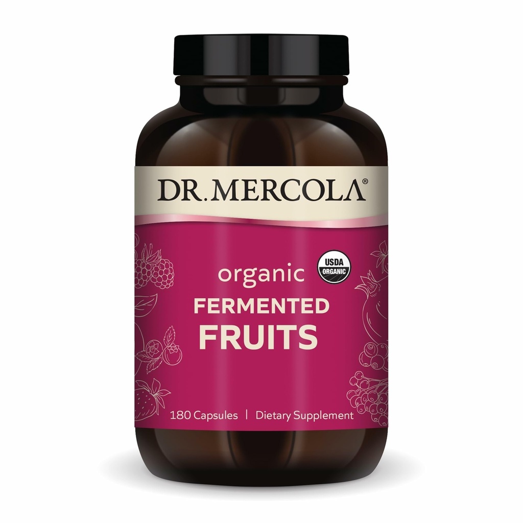 Dr. Mercola Fruits fermentés biologiques, 30 portions (180 capsules), supplément alimentaire, soutient la santé immunitaire, non OGM, certifié USDA biologique