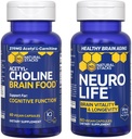 STACKS NATURAUX NeuroLife + acétylcholine Brain Food Bundle - Soutient la fonction cognitive et la longévité cérébrale* - 120 Capsules totales