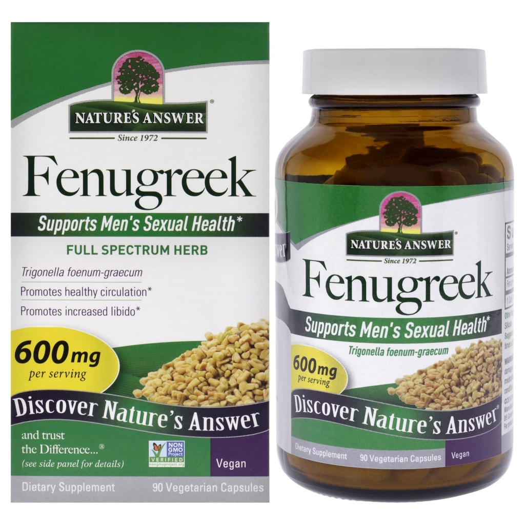 Nature's Answer Fenugreek Seed | Promotes Healthy Circulation | Magnesium Stearate Free, Non-GMO, Gluten-Free & Vegan 90ct.