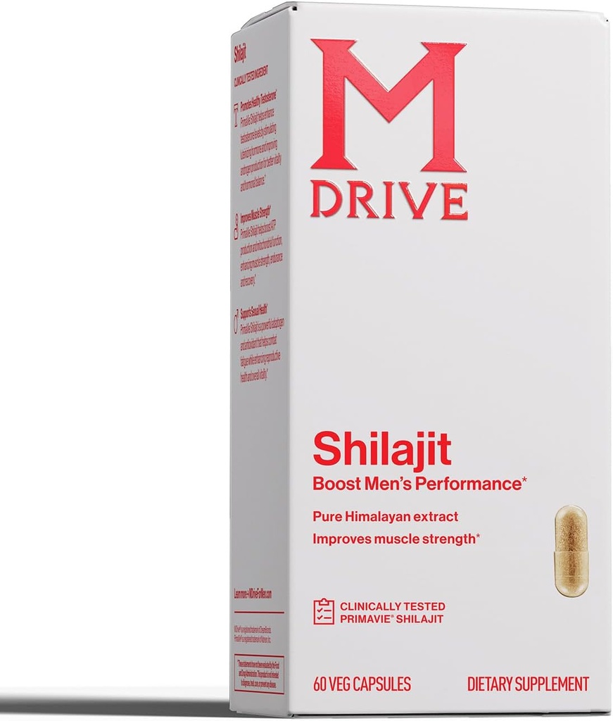 Mdrive Shilajit Capsules pour les hommes de 30 portions de haute pureté PrimaVie Shilajit pour le boost énergétique et le soutien immunitaire, 60 capsules Shilajit
