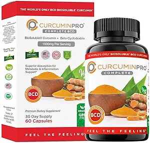 CurcuminPro Complet – Supplément curcuma haute absorption. Capsules de Curcumine Turmère à Protéines avec Curcumine BioSoluble pour une efficacité maximale. Supplément au Curcumin naturel (compte 60)