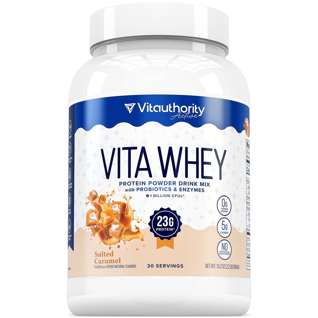 Whey Protein Powder for Women Whey Isolate Probiotics & Enzymes Supports Digestion, Nutrient Absorption & Energy Post-Workout Nutrition Salted Caramel Flavored 30 Servings