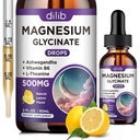 Supplément de Glycinat de magnésium, gouttes liquides de magnésium avec Glycinat de magnésium 500mg Vitamine B6, Ashwagandha, L - Theanine, Camomille - Soutien anti-stress, os, Muscle, Mood Vegan