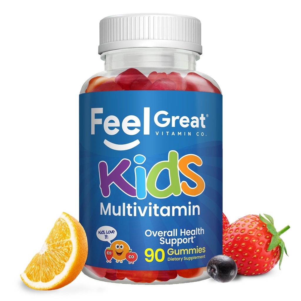 Sentir grand enfant Multivitamines Gommies d'agrumes et de fraises vitamines aromatisées pour les enfants. Multivitamines Gommies avec vitamine D pour les os, les muscles et le soutien immunitaire.