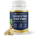 Digestive Enzymes for Bloating and Gas Relief, Gut Health Supplement with Digestive Enzyme Complex, Probiotic & Prebiotic Support, Peppermint Ginger Bromelain, Helps Digest Dairy Protein, 60 Capsules