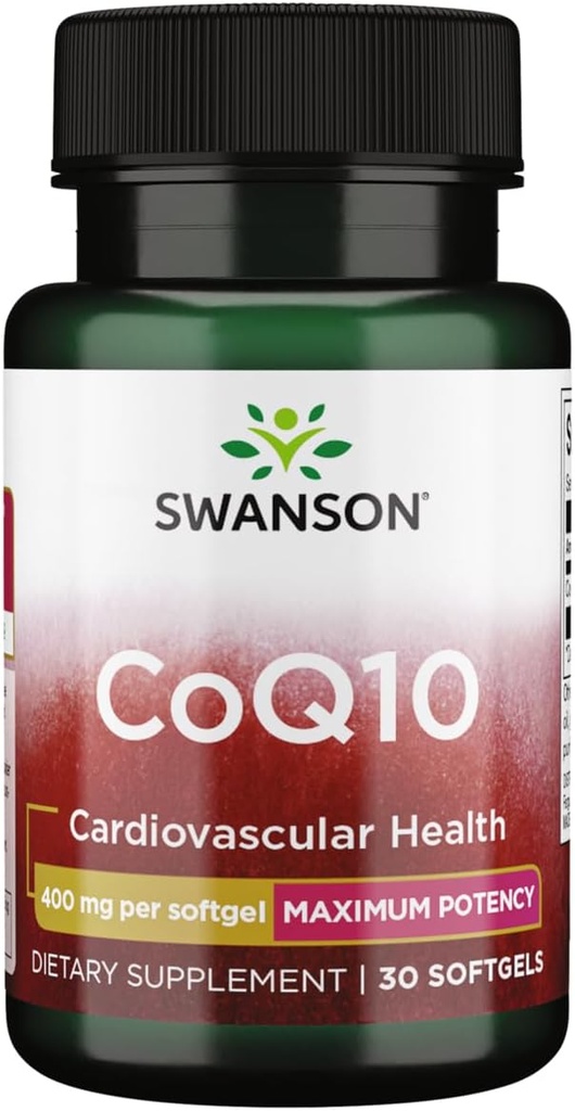 Swanson CoQ10 - Aide à promouvoir la santé cardiaque, le soutien énergétique et les aides Système cardiovasculaire global Santé - Aide à maintenir le supplément de Coenzyme Q10 - (30 Softgels, 400mg chacun)