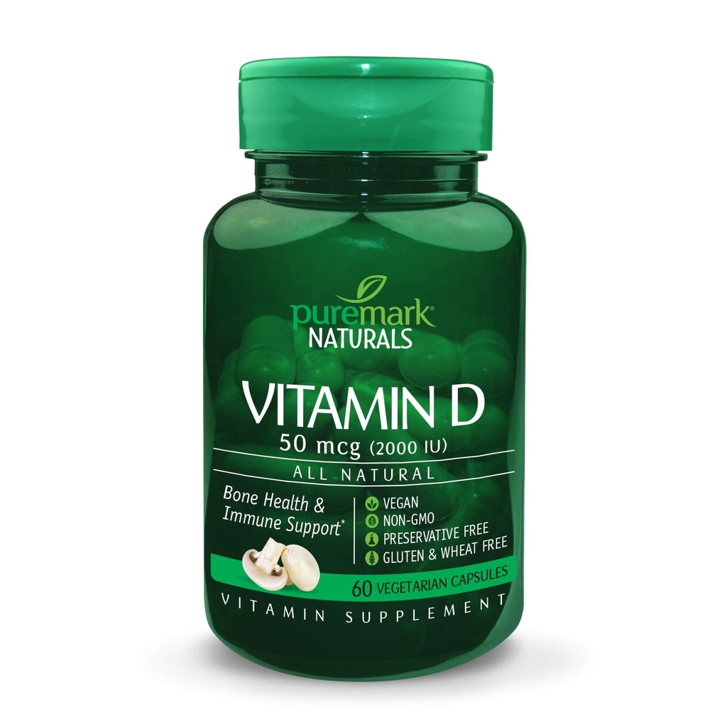Vitamin D 2000 IU Vegetarian Capsules | Vegan Non-GMO Supplement for Immune Support & Bone Health | Gluten Free | 60 Day Supply