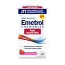 Émétrol Relief des nausées non somnolentes - Médicaments à mâcher contre l'estomac - Pharmacienne Relief des nausées recommandées - Flaveur de baies mixtes, 60 comprimés