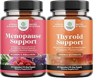 Bundle of Complete Herbal Menopause Supplement for Women - Multibenefit Menopause Relief Hormone Balance and Herbal Thyroid Support Complex - Mood Enhancer Energy Supplement for Thyroid Health