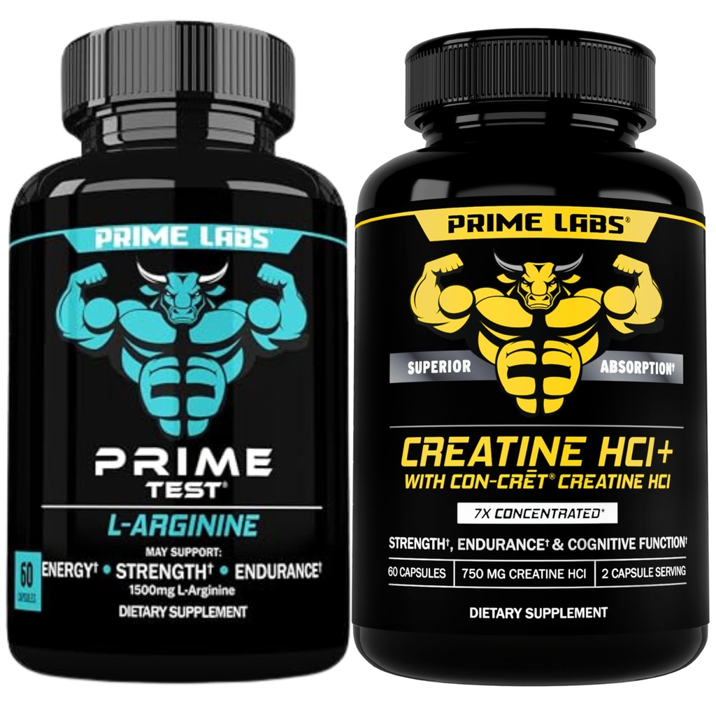Premier Labs L Arginine (60 ct) + Capsules de HCl Créatine (60 ct)
