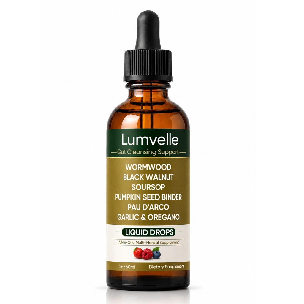 Lumvelle Wild Harvested Wormwood Herbal Drops, Lumvelle Gut Cleanse Support with Supports Digestive Balance & Gut Wellness, Reduce Bloating & Detox, Boost Vitality & Immune (1PC)