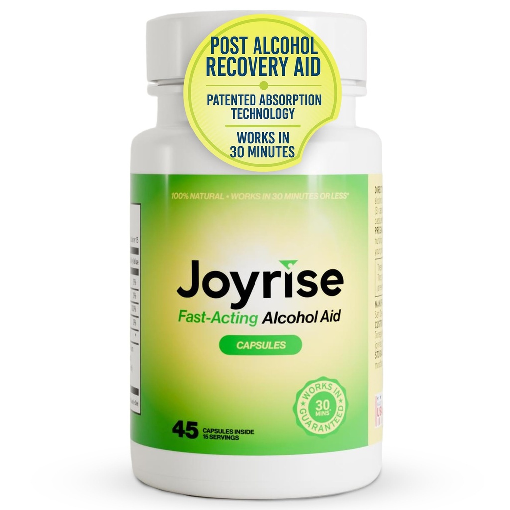Joyrise® After Drinking Aid – Fast Acting Capsules with DHM – Alcohol Metabolism Support, Liver Health, Rapid Bioavailability & Body Replenishment – 45 Capsules (15 Servings)