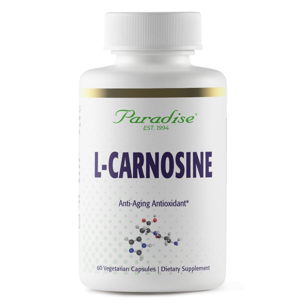Herbes Paradises L-Carnosine, Super Potent, Ultra Pure, Antioxydant, Vegan, Non OGM, Sans gluten, 60 Capsules végétariennes